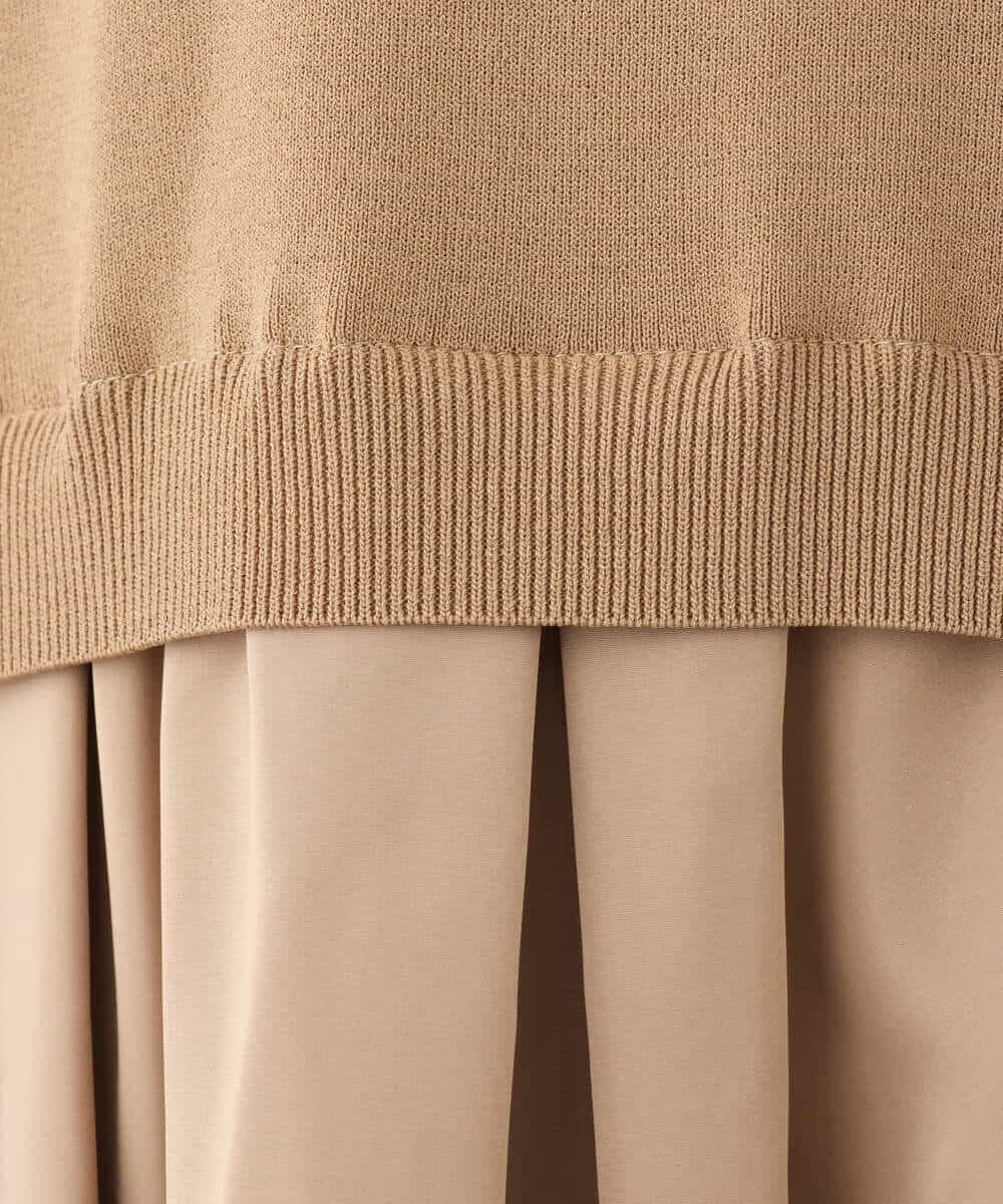 FKPJS06190 MK MICHEL KLEIN(MK ミッシェルクラン) ドッキングデザインワンピース/洗える キャメル