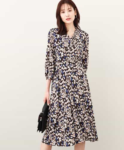 FKPJV20190 MK MICHEL KLEIN アブストラクト柄タイデザインワンピース/イージーケア