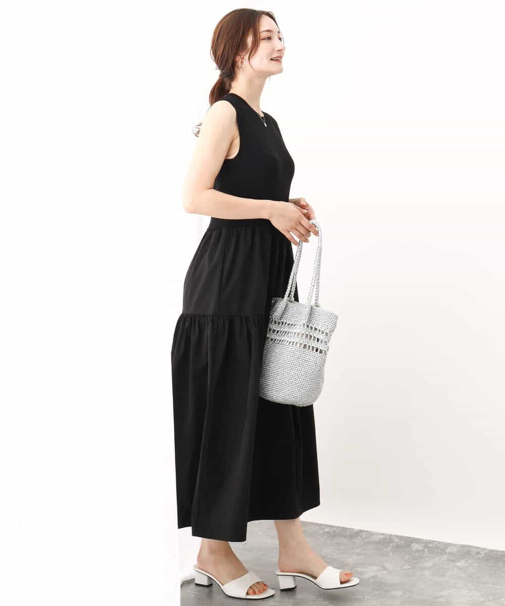 FKPJV74190 MK MICHEL KLEIN(MK ミッシェルクラン) ティアードデザインワンピース/洗える キャメル