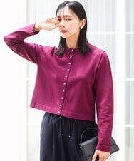 FKSAD30140 MK MICHEL KLEIN(MK ミッシェルクラン) ドット釦コンパクトニットカーディガン/洗える ワイン