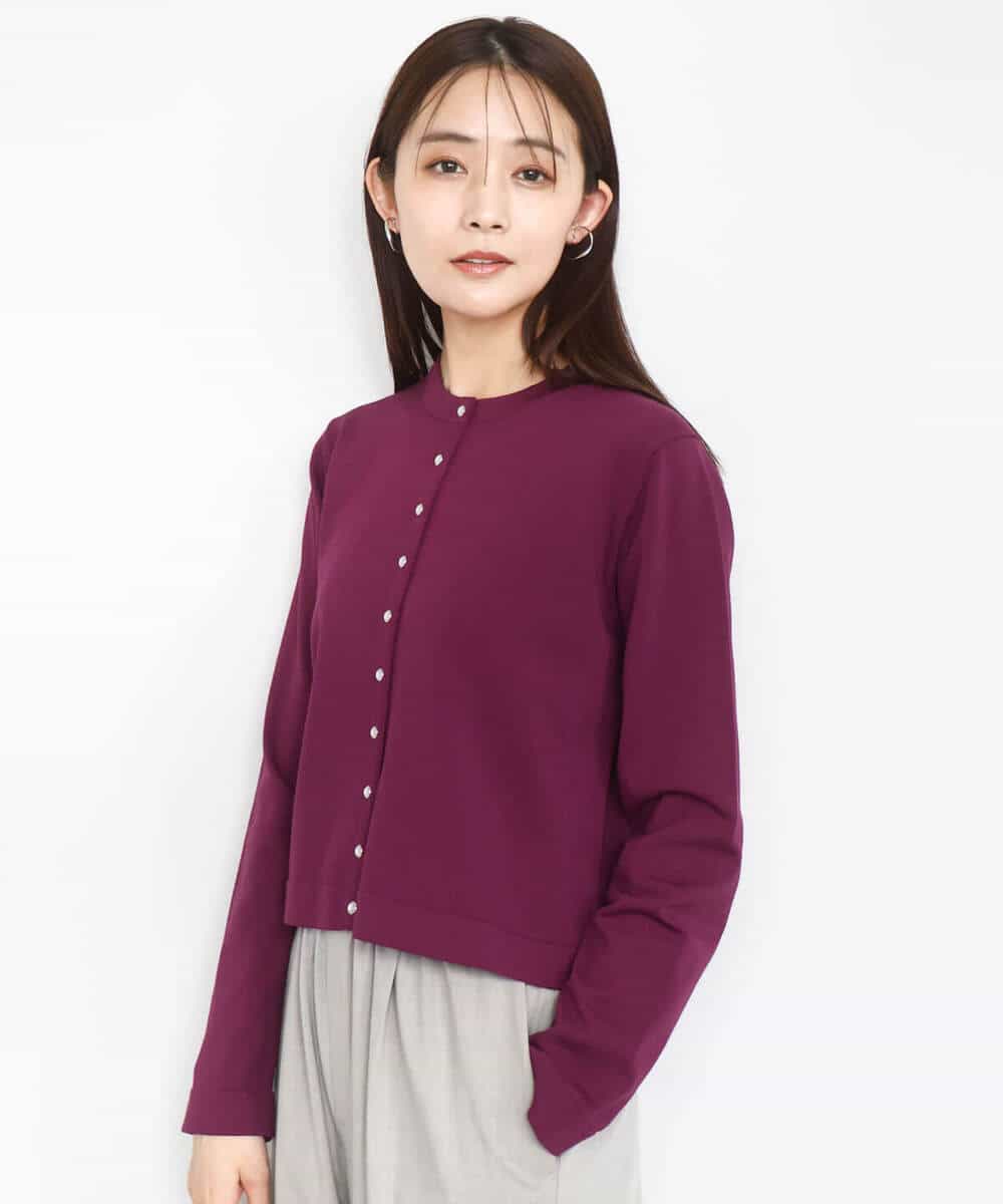 FKSAD30140 MK MICHEL KLEIN(MK ミッシェルクラン) ドット釦コンパクトニットカーディガン/洗える アイボリー