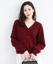 FKSAD41160 MK MICHEL KLEIN(MK ミッシェルクラン) スムース編みVネックニットカーディガン/洗える レッド