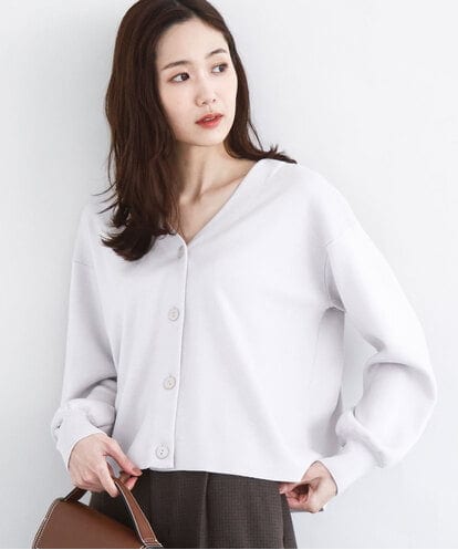 FKSAD41160 MK MICHEL KLEIN スムース編みVネックニットカーディガン/洗える