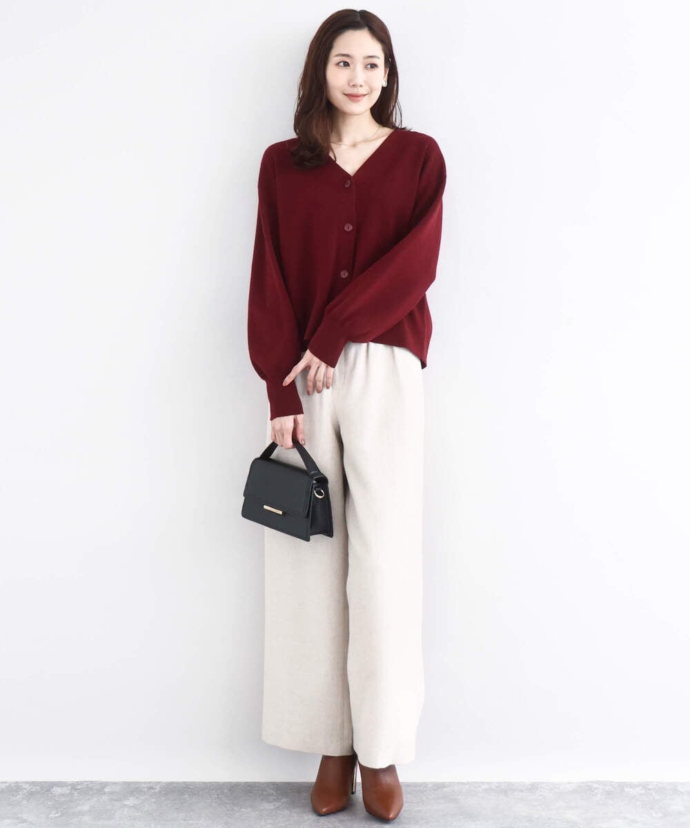 FKSAD41160 MK MICHEL KLEIN(MK ミッシェルクラン) スムース編みVネックニットカーディガン/洗える ライトグレー