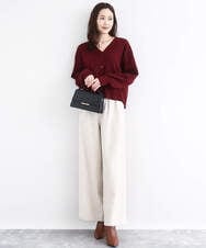 FKSAD41160 MK MICHEL KLEIN(MK ミッシェルクラン) スムース編みVネックニットカーディガン/洗える ライトグレー