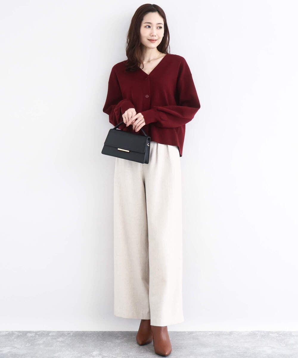FKSAD41160 MK MICHEL KLEIN(MK ミッシェルクラン) スムース編みVネックニットカーディガン/洗える ライトグレー