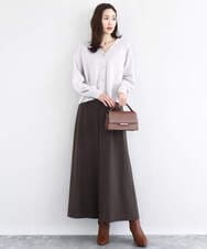 FKSAD41160 MK MICHEL KLEIN(MK ミッシェルクラン) スムース編みVネックニットカーディガン/洗える ライトグレー