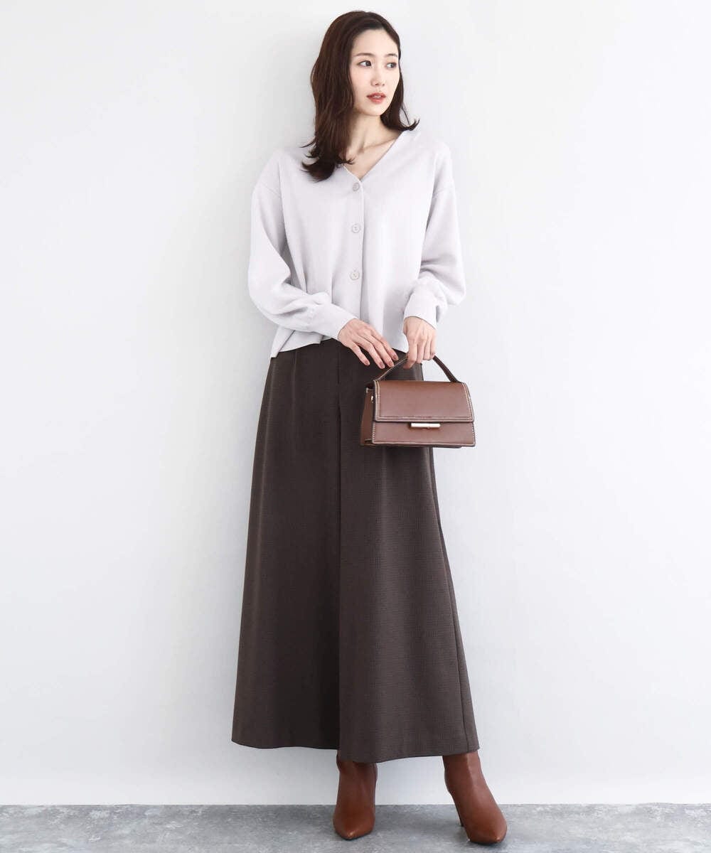 FKSAD41160 MK MICHEL KLEIN(MK ミッシェルクラン) スムース編みVネックニットカーディガン/洗える ライトグレー