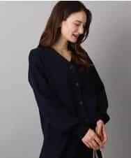 FKSAD41160 MK MICHEL KLEIN(MK ミッシェルクラン) スムース編みVネックニットカーディガン/洗える ネイビー