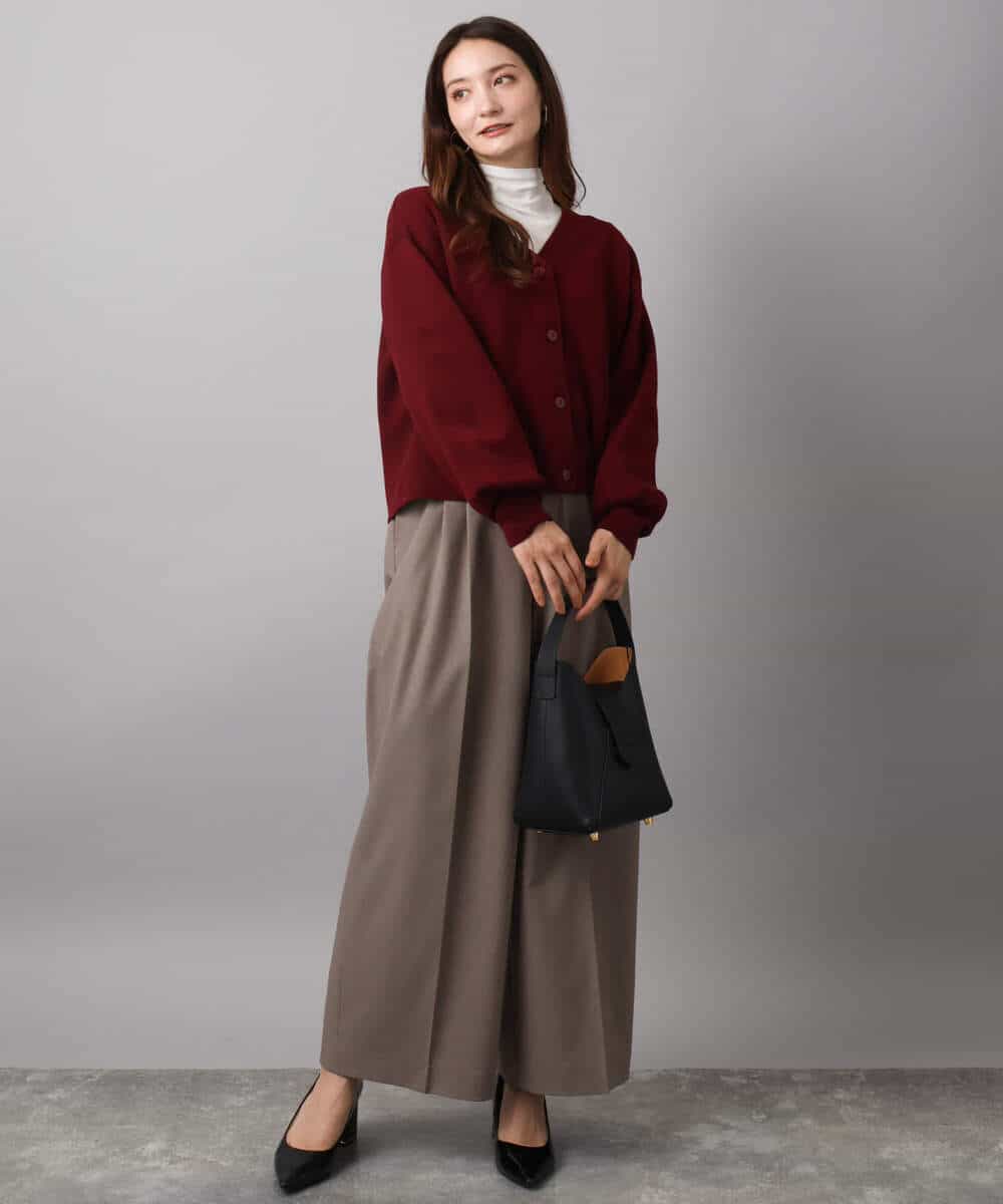 FKSAD41160 MK MICHEL KLEIN(MK ミッシェルクラン) スムース編みVネックニットカーディガン/洗える ライトグレー