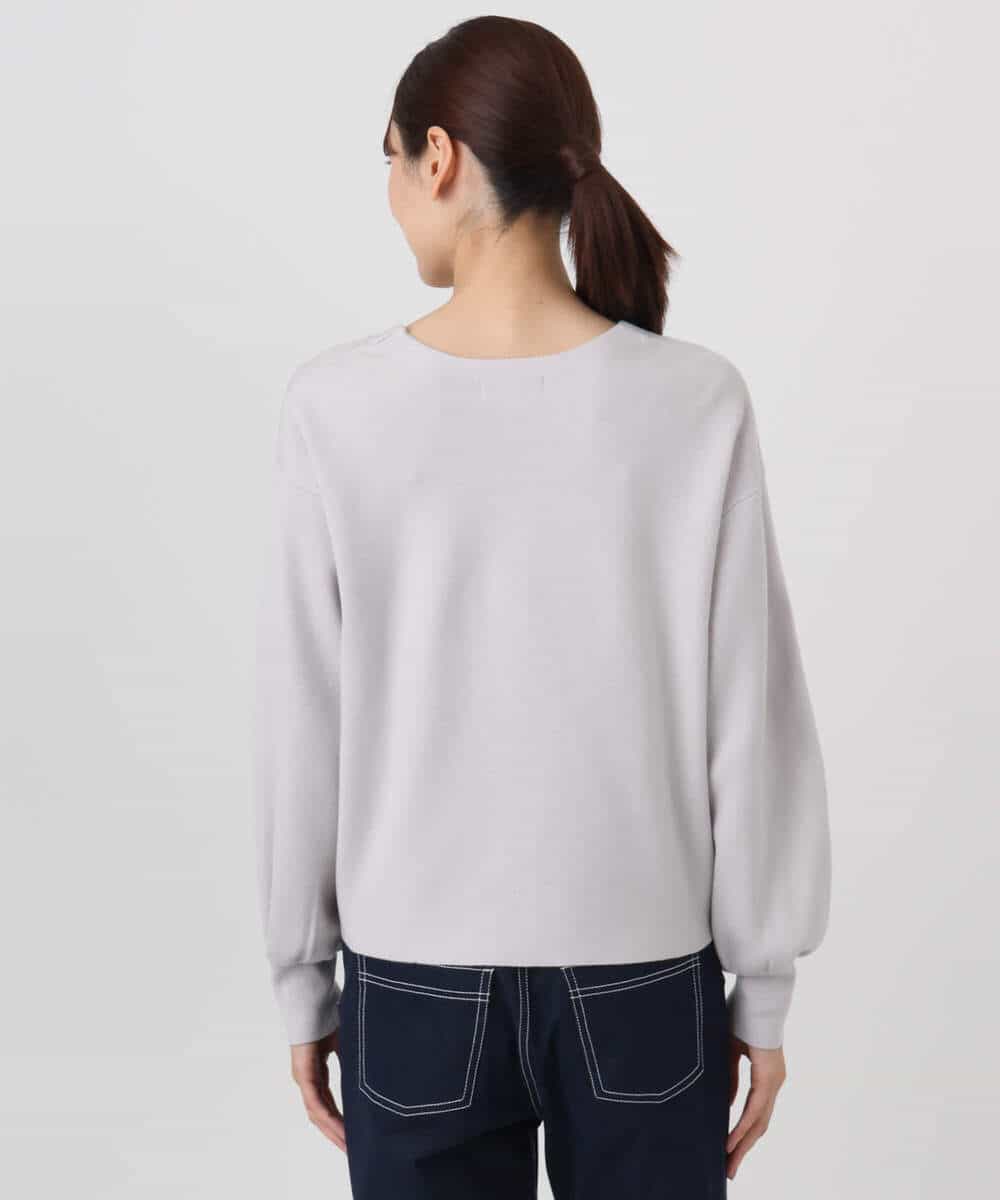 FKSAD41160 MK MICHEL KLEIN(MK ミッシェルクラン) スムース編みVネックニットカーディガン/洗える ライトグレー