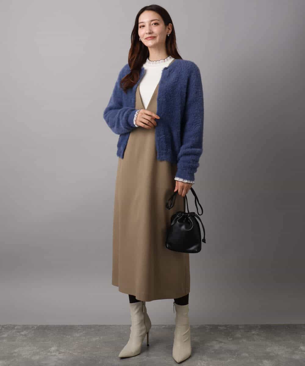 FKSAD44160 MK MICHEL KLEIN(MK ミッシェルクラン) フェザーニットカーディガン/洗える ベージュ