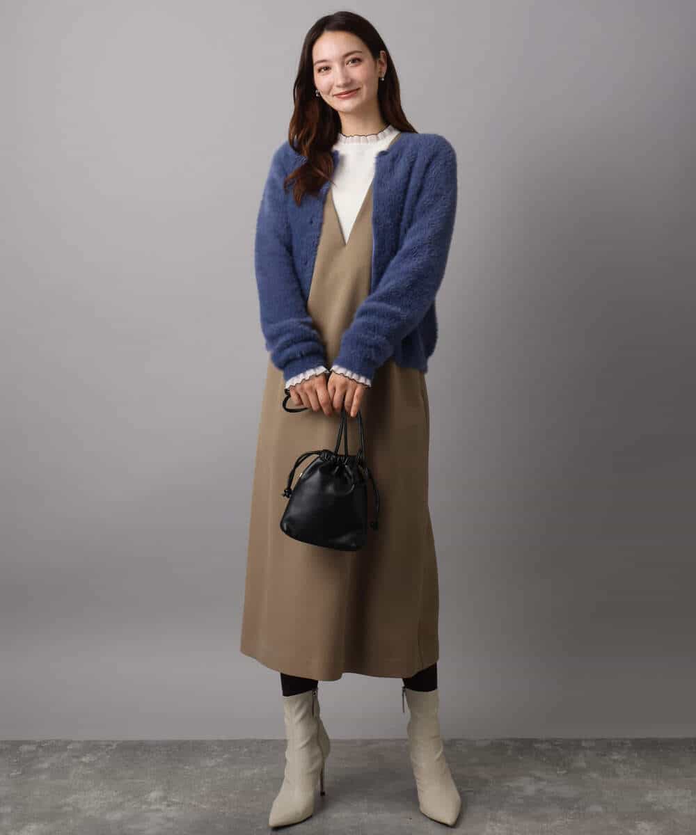 FKSAD44160 MK MICHEL KLEIN(MK ミッシェルクラン) フェザーニットカーディガン/洗える ベージュ