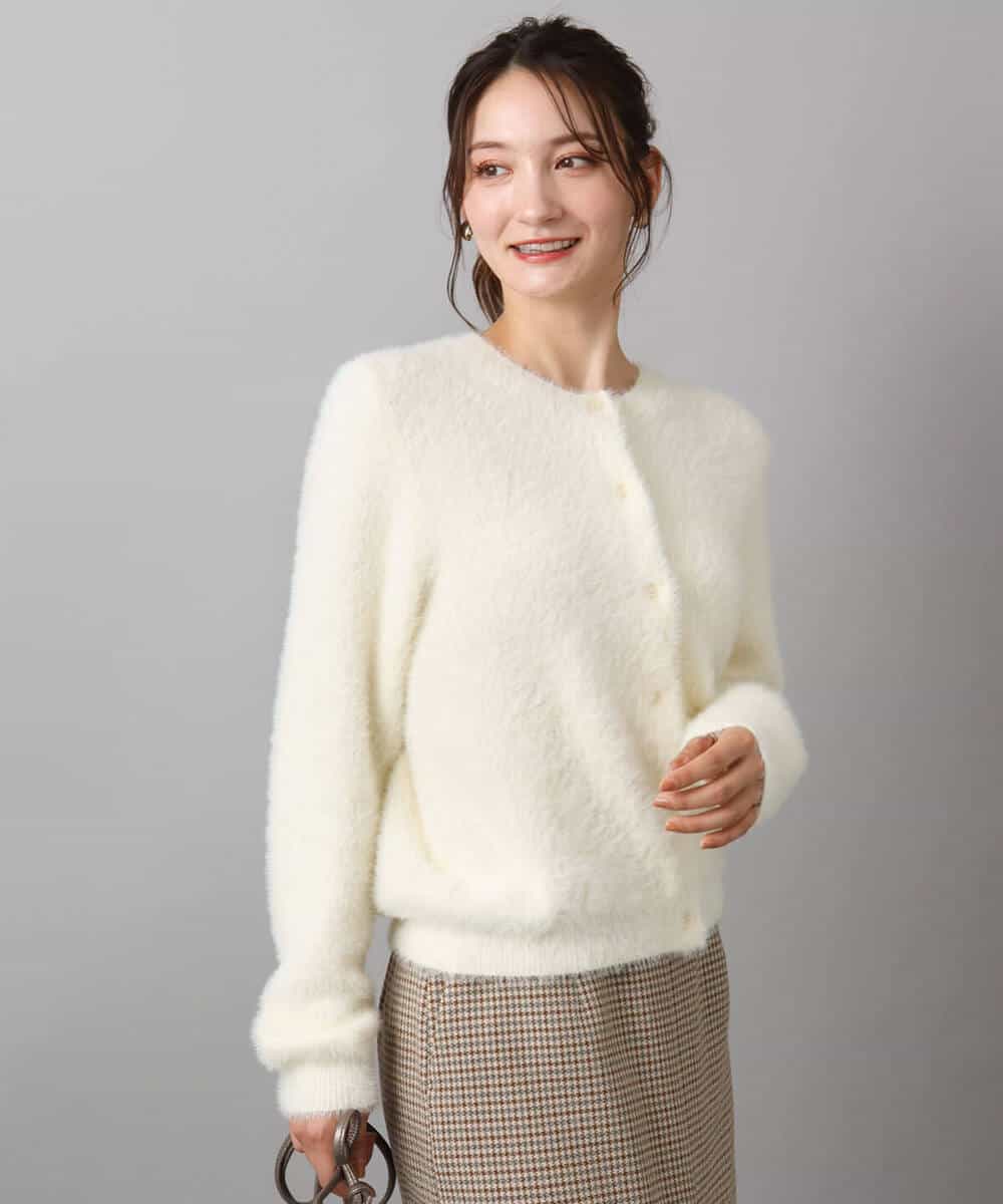 FKSAD44160 MK MICHEL KLEIN(MK ミッシェルクラン) フェザーニットカーディガン/洗える ベージュ