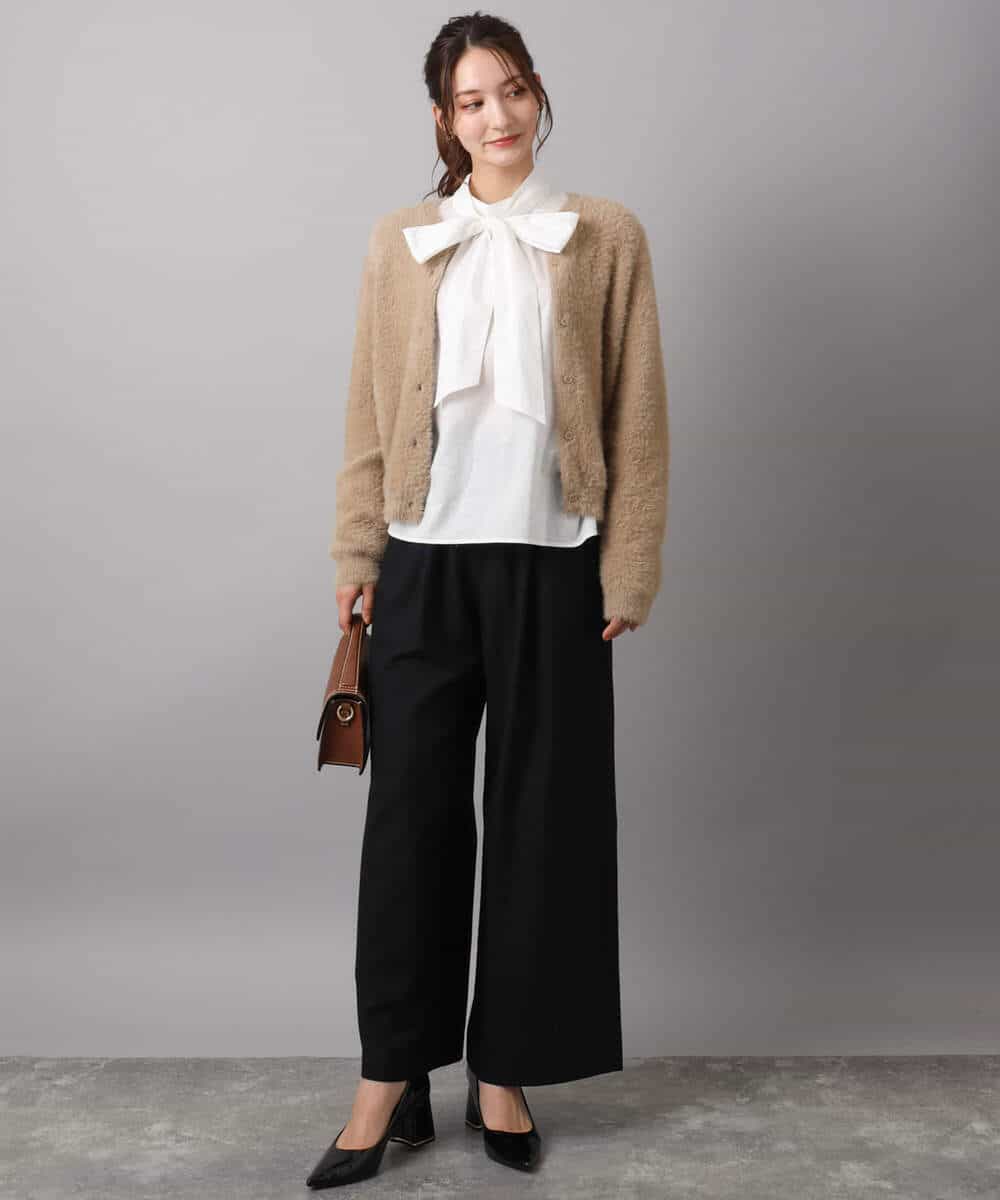 FKSAD44160 MK MICHEL KLEIN(MK ミッシェルクラン) フェザーニットカーディガン/洗える ベージュ