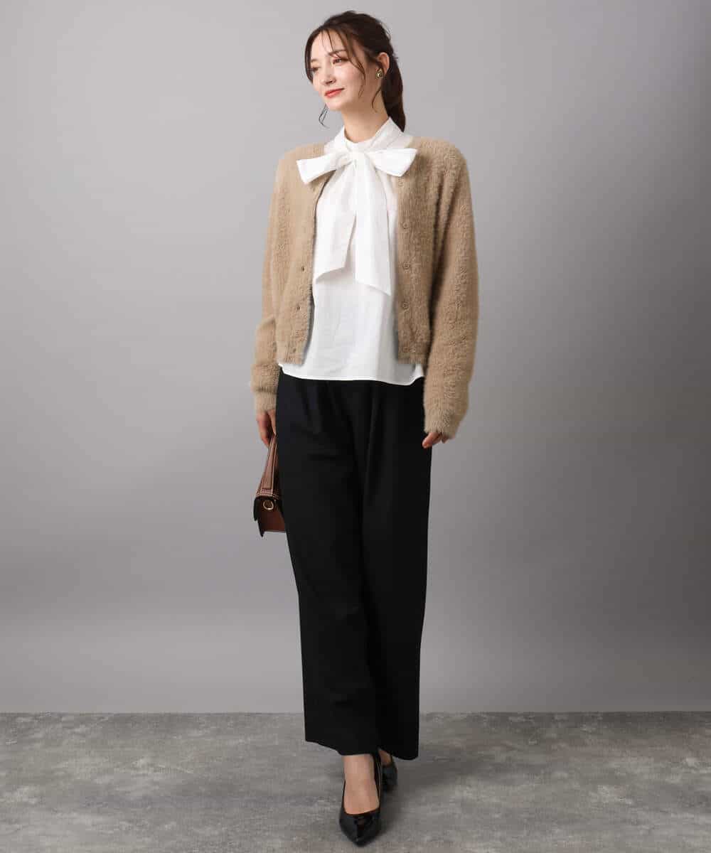FKSAD44160 MK MICHEL KLEIN(MK ミッシェルクラン) フェザーニットカーディガン/洗える ベージュ
