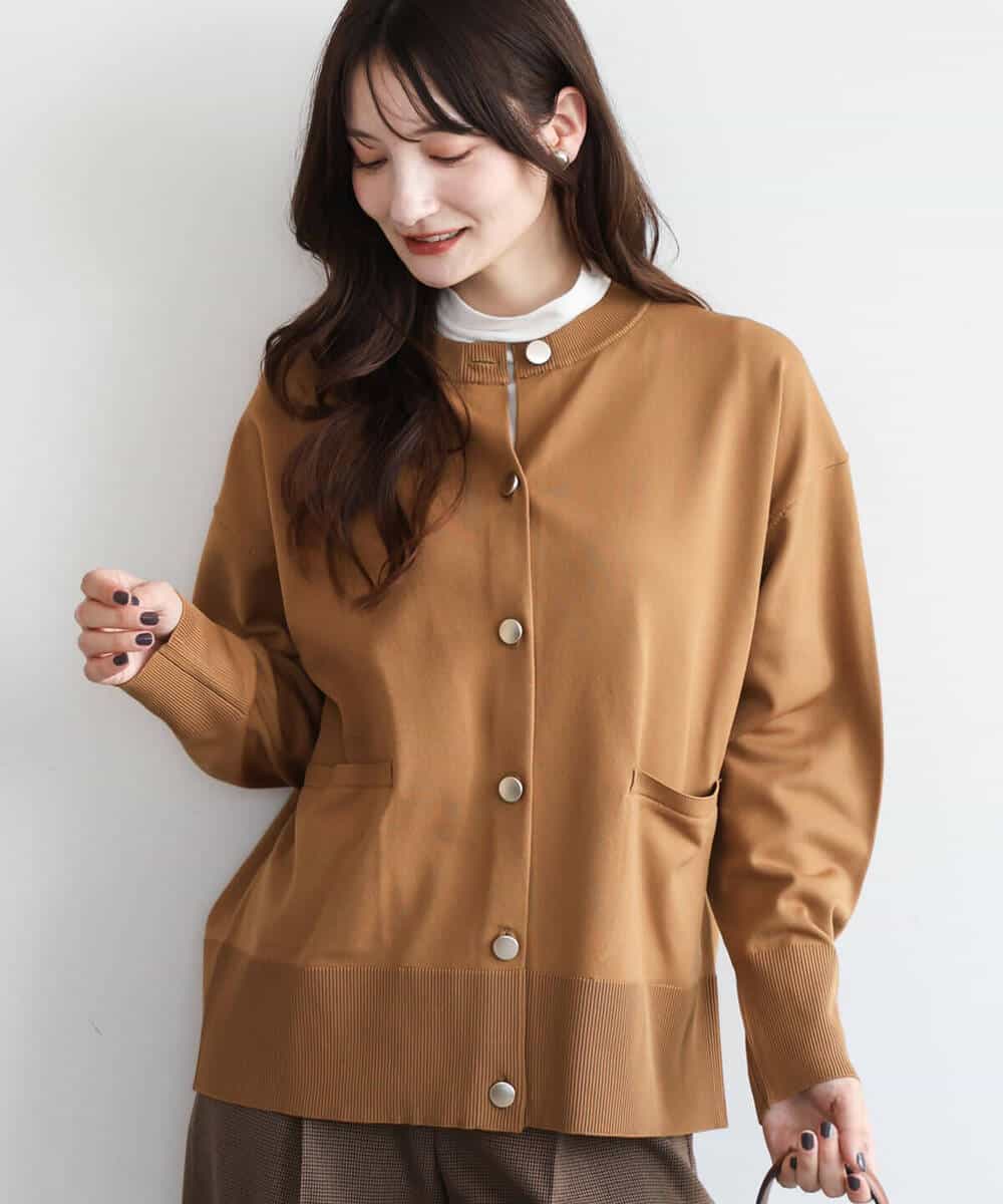 FKSAG40160 MK MICHEL KLEIN(MK ミッシェルクラン) [洗える]ポケットデザインミドル丈ニットカーディガン レッド