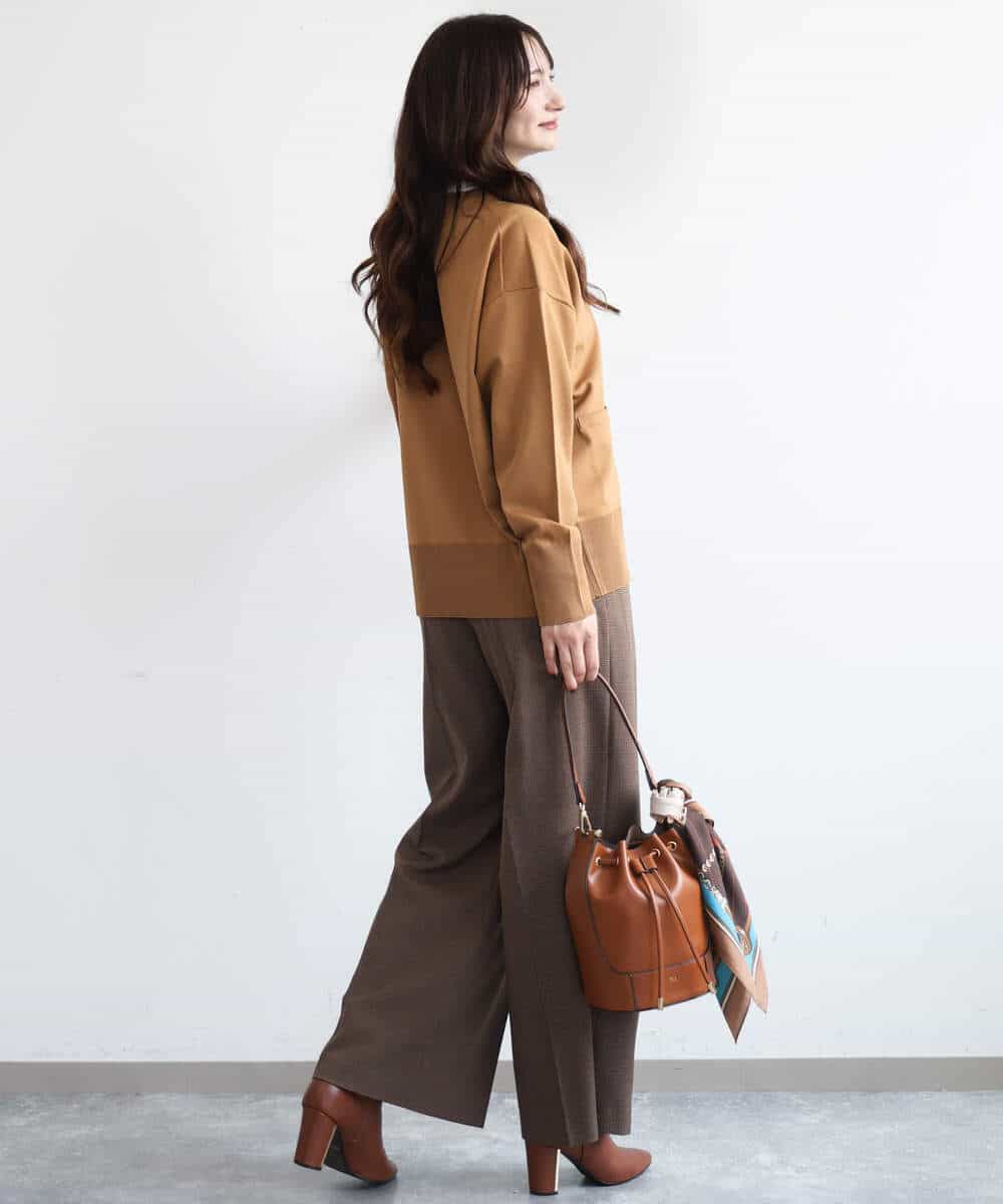 FKSAG40160 MK MICHEL KLEIN(MK ミッシェルクラン) [洗える]ポケットデザインミドル丈ニットカーディガン レッド