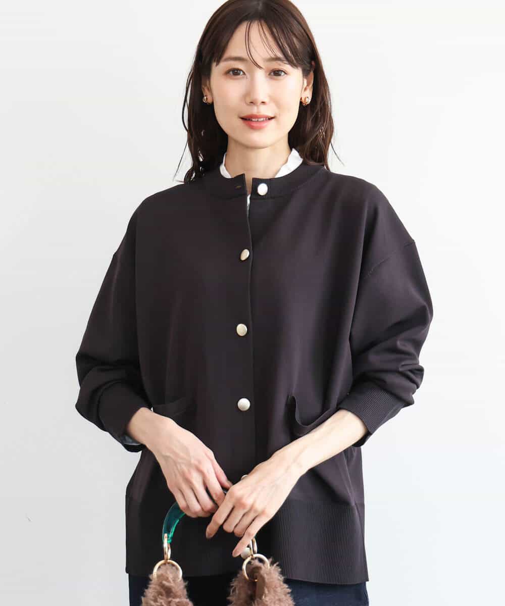 FKSAG40160 MK MICHEL KLEIN(MK ミッシェルクラン) [洗える]ポケットデザインミドル丈ニットカーディガン レッド