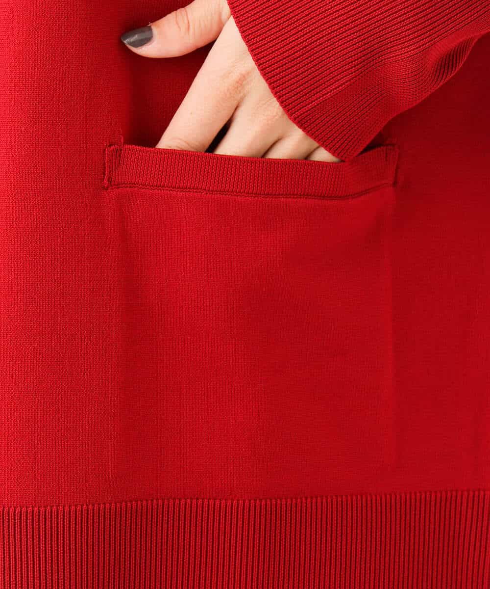 FKSAG40160 MK MICHEL KLEIN(MK ミッシェルクラン) [洗える]ポケットデザインミドル丈ニットカーディガン レッド
