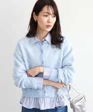 FKSAG41180 MK MICHEL KLEIN(MK ミッシェルクラン) [洗える]カノコラメツイード風ニットカーディガン ライトブルー
