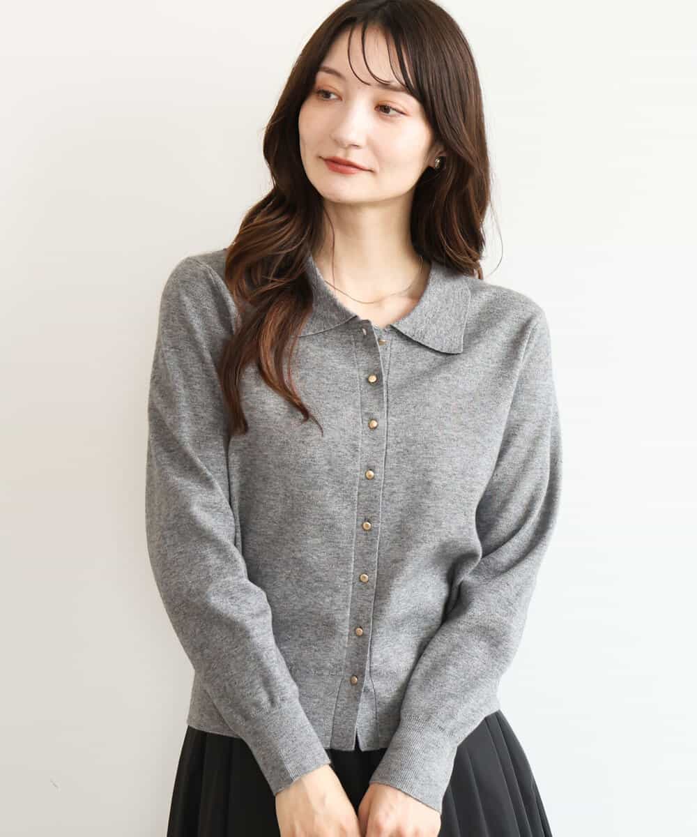 FKSAG43150 MK MICHEL KLEIN(MK ミッシェルクラン) [洗える]衿付きニットカーディガン グレー