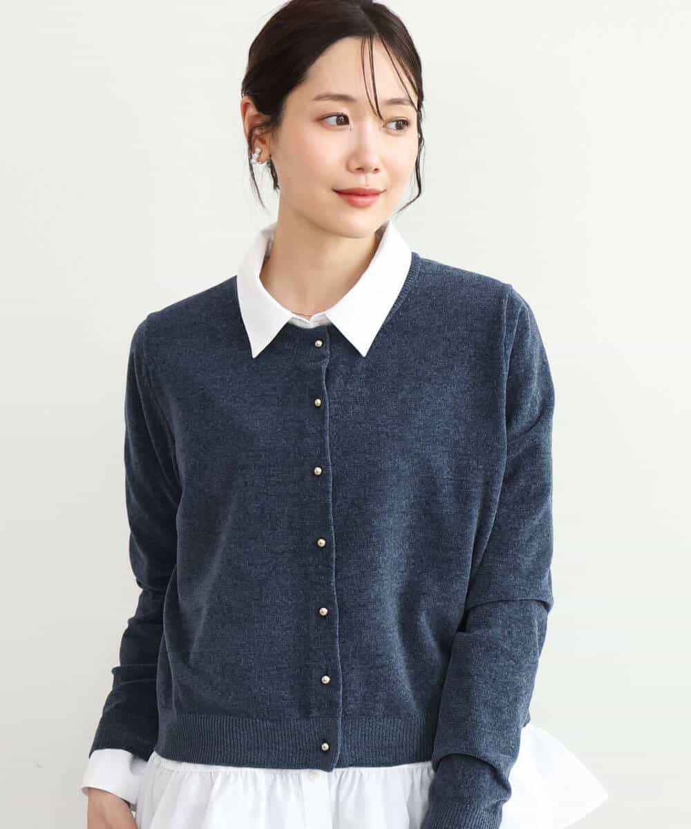 FKSAG45150 MK MICHEL KLEIN(MK ミッシェルクラン) [洗える]モールヤーンニットカーディガン ブルー