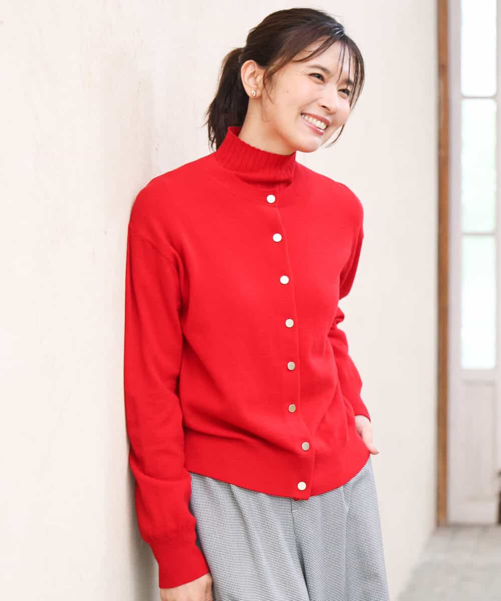 FKSAG56160 MK MICHEL KLEIN(MK ミッシェルクラン) [ウール100/洗える]SUPER FINE WOOLベーシックカーディガン グレー