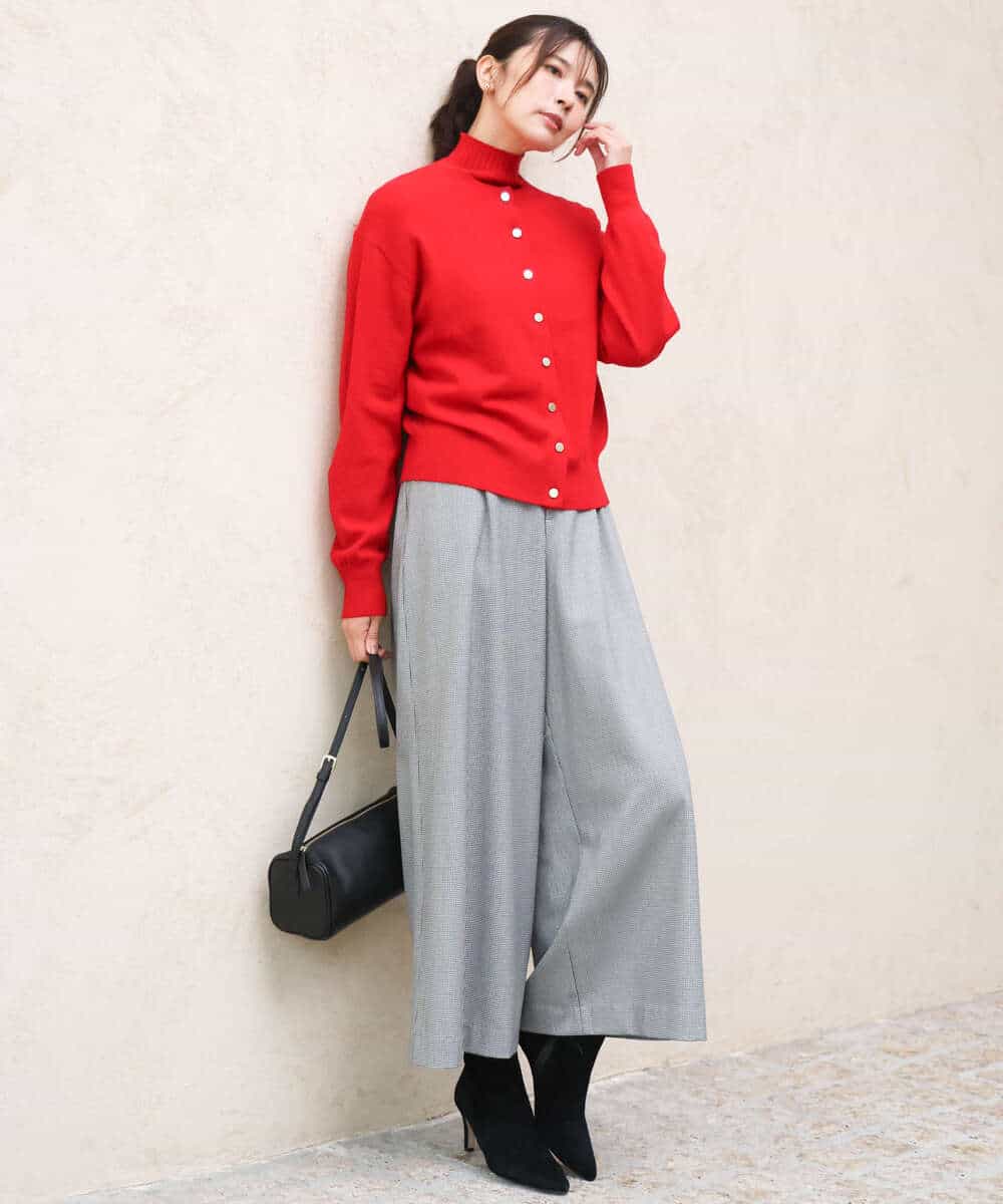 FKSAG56160 MK MICHEL KLEIN(MK ミッシェルクラン) [ウール100/洗える]SUPER FINE WOOLベーシックカーディガン グレー