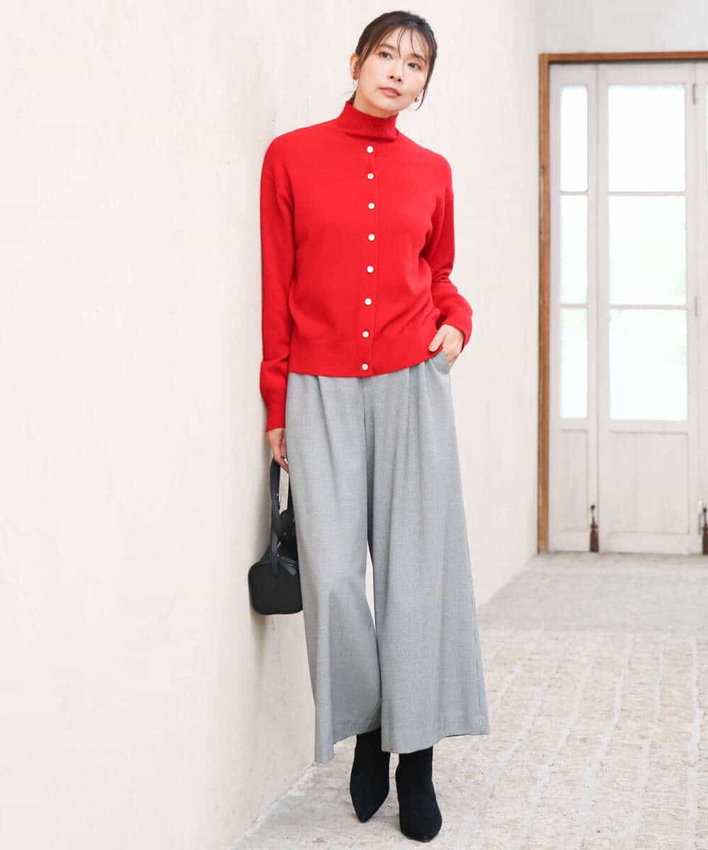 FKSAG56160 MK MICHEL KLEIN(MK ミッシェルクラン) [ウール100/洗える]SUPER FINE WOOLベーシックカーディガン グレー