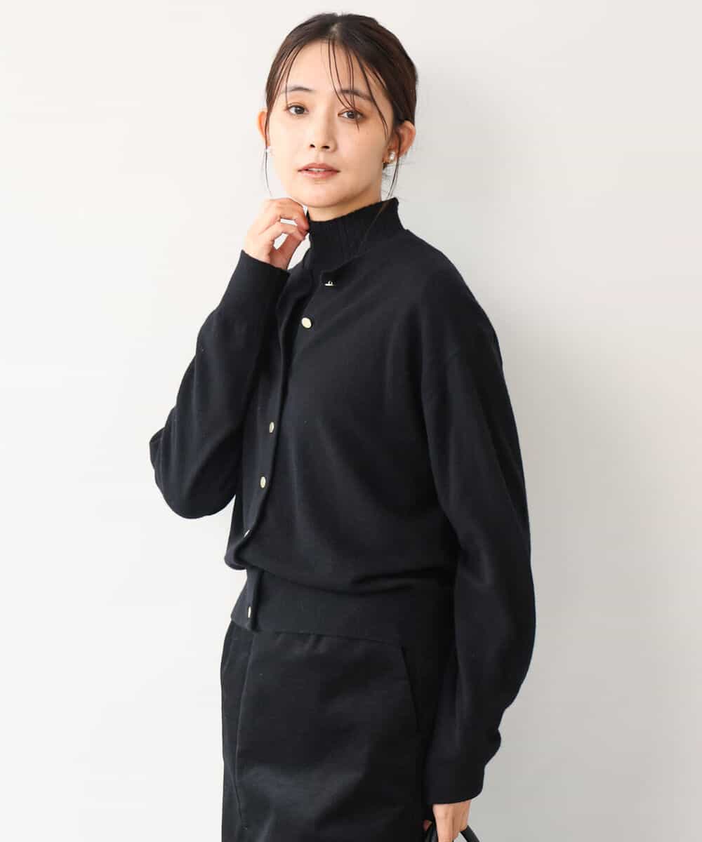 FKSAG56160 MK MICHEL KLEIN(MK ミッシェルクラン) [ウール100/洗える]SUPER FINE WOOLベーシックカーディガン グレー