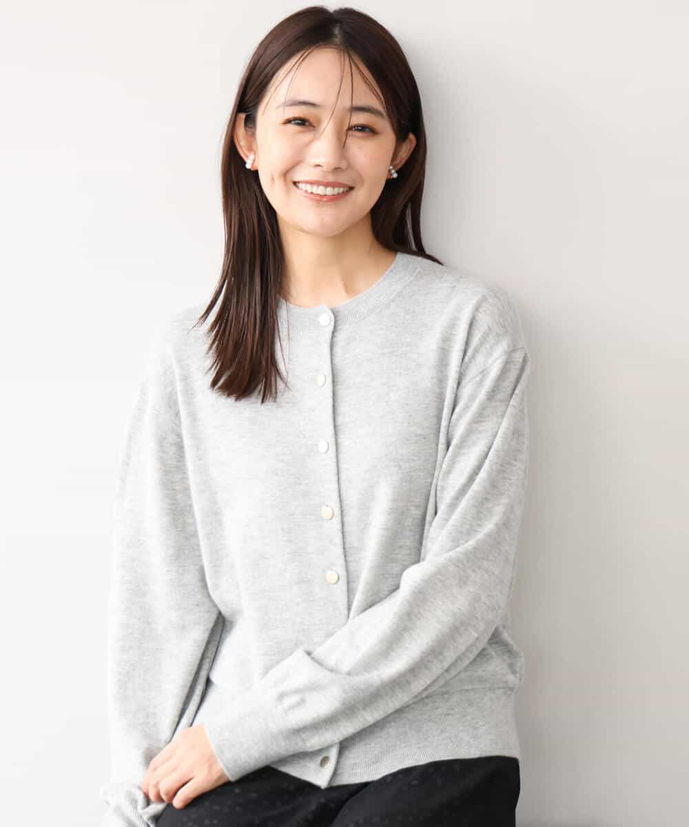 FKSAG56160 MK MICHEL KLEIN(MK ミッシェルクラン) [ウール100/洗える]SUPER FINE WOOLベーシックカーディガン グレー