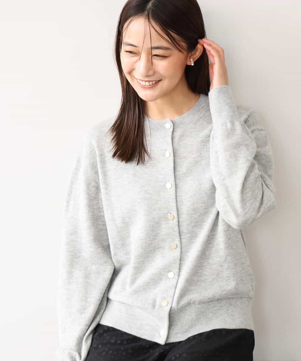 FKSAG56160 MK MICHEL KLEIN(MK ミッシェルクラン) [ウール100/洗える]SUPER FINE WOOLベーシックカーディガン グレー
