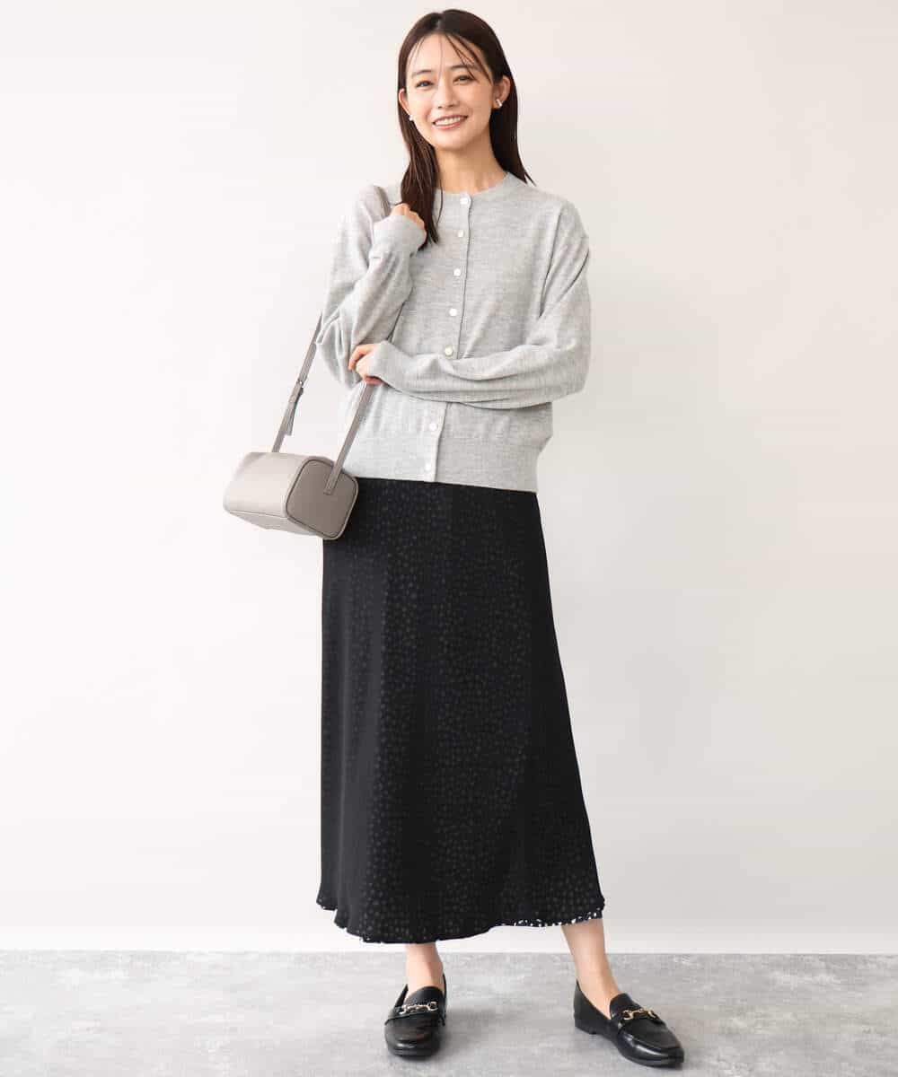 FKSAG56160 MK MICHEL KLEIN(MK ミッシェルクラン) [ウール100/洗える]SUPER FINE WOOLベーシックカーディガン グレー