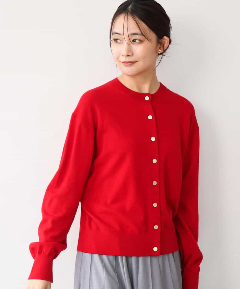FKSAG56160 MK MICHEL KLEIN(MK ミッシェルクラン) [ウール100/洗える]SUPER FINE WOOLベーシックカーディガン グレー