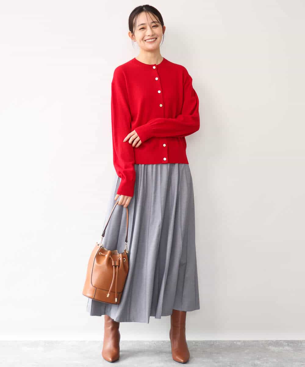 FKSAG56160 MK MICHEL KLEIN(MK ミッシェルクラン) [ウール100/洗える]SUPER FINE WOOLベーシックカーディガン グレー