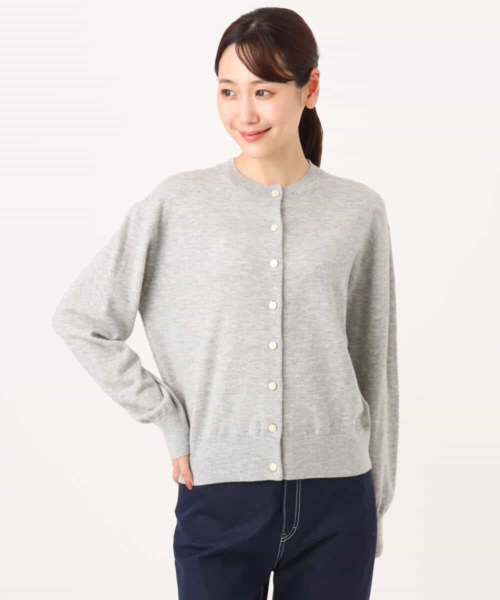 FKSAG56160 MK MICHEL KLEIN(MK ミッシェルクラン) [ウール100/洗える]SUPER FINE WOOLベーシックカーディガン グレー