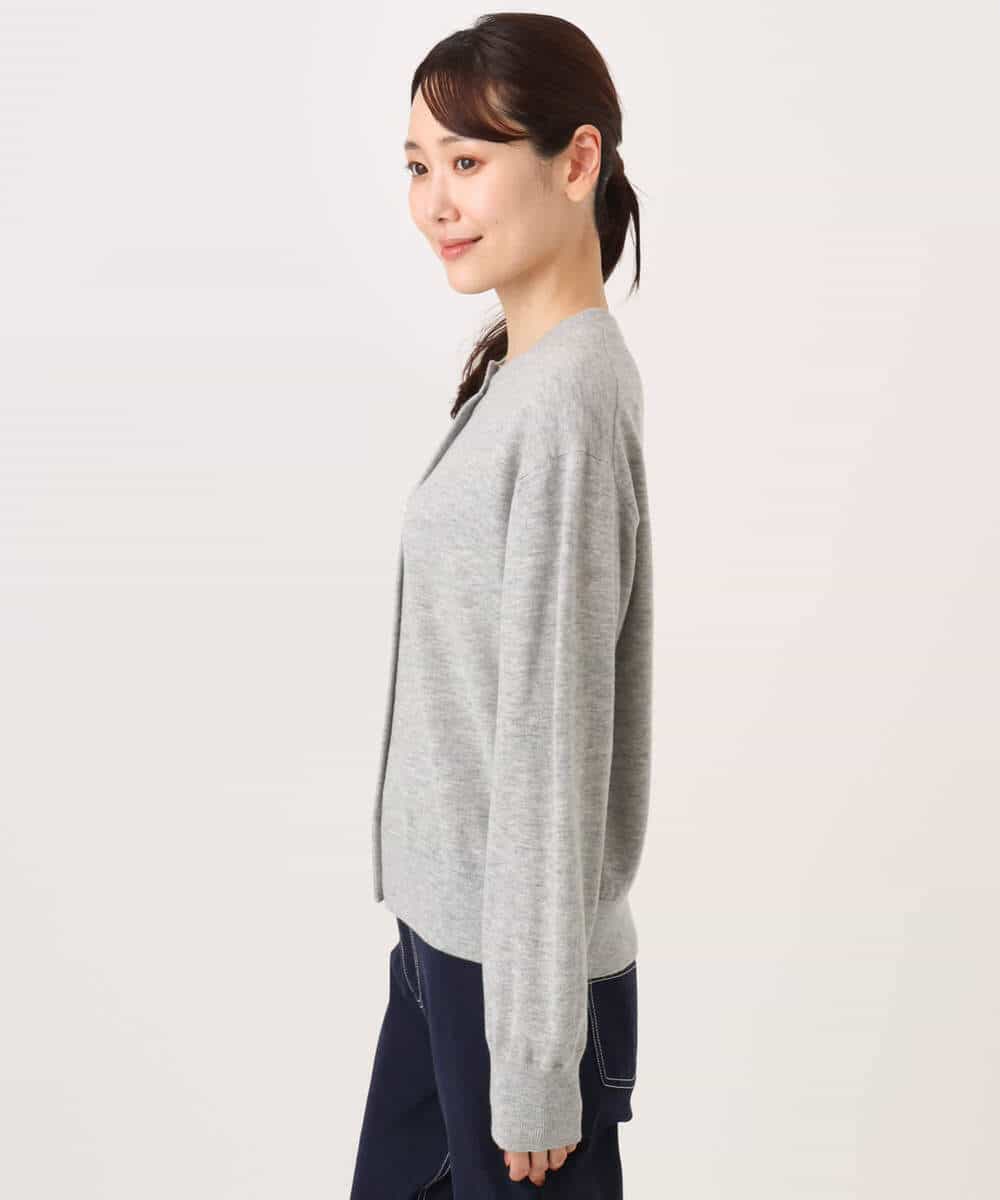 FKSAG56160 MK MICHEL KLEIN(MK ミッシェルクラン) [ウール100/洗える]SUPER FINE WOOLベーシックカーディガン グレー