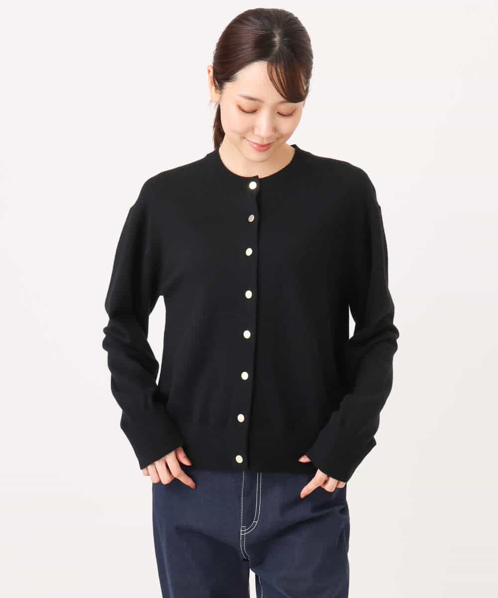 FKSAG56160 MK MICHEL KLEIN(MK ミッシェルクラン) [ウール100/洗える]SUPER FINE WOOLベーシックカーディガン グレー