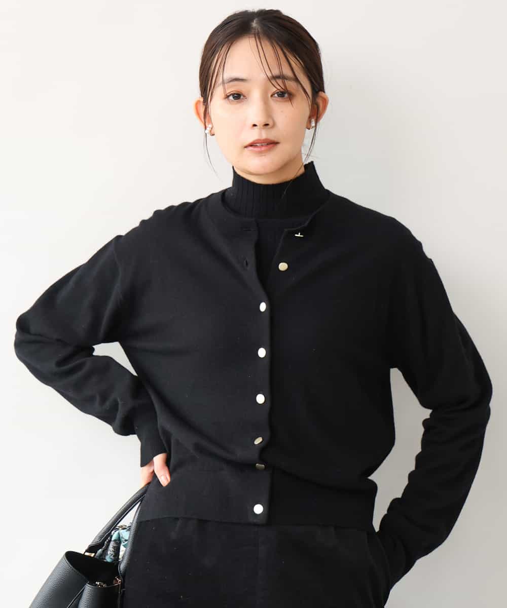 FKSAG56160 MK MICHEL KLEIN(MK ミッシェルクラン) [ウール100/洗える]SUPER FINE WOOLベーシックカーディガン ブラック