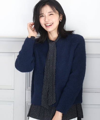 FKSBD50160 MK MICHEL KLEIN ヘアリーニットカーディガン/洗える