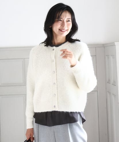 FKSBD50160 MK MICHEL KLEIN ヘアリーニットカーディガン/洗える