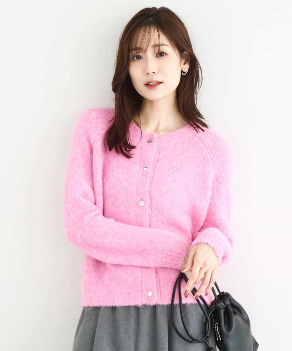 FKSBD50160 MK MICHEL KLEIN(MK ミッシェルクラン) ヘアリーニットカーディガン/洗える ピンク