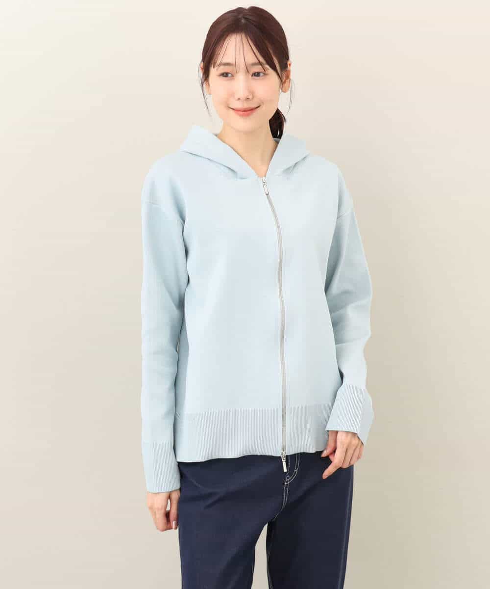 FKSDA10140 MK MICHEL KLEIN(MK ミッシェルクラン) ダブルジップデザインパーカー/洗える ライトブルー