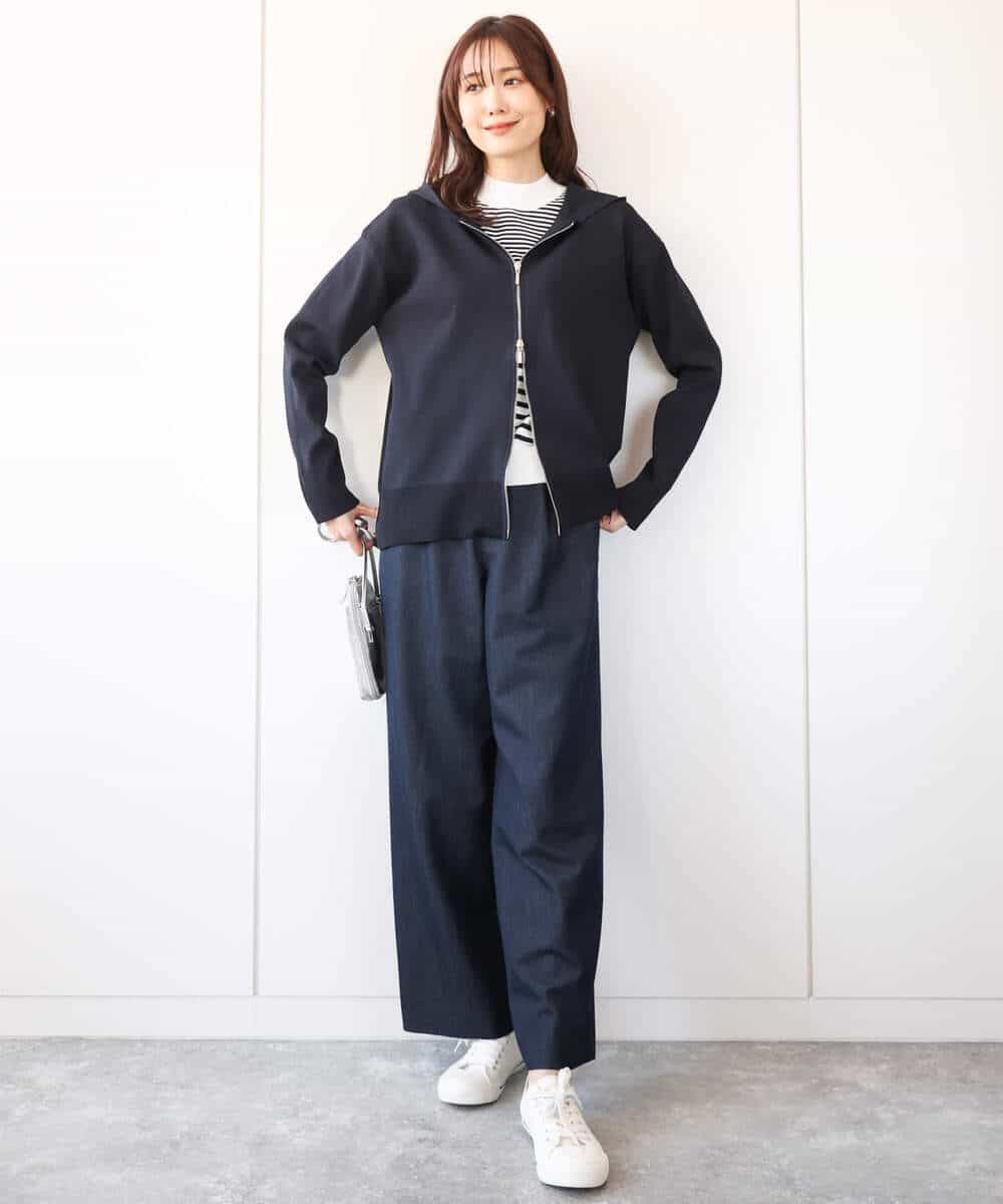 FKSDA10140 MK MICHEL KLEIN(MK ミッシェルクラン) ダブルジップデザインパーカー/洗える ライトブルー