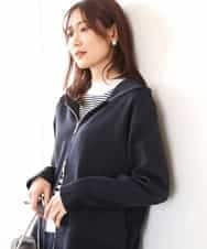 FKSDA10140 MK MICHEL KLEIN(MK ミッシェルクラン) ダブルジップデザインパーカー/洗える ネイビー