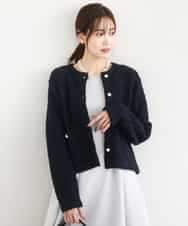 FKSDD10190 MK MICHEL KLEIN(MK ミッシェルクラン) ニットツィードジャケット/洗える ネイビー