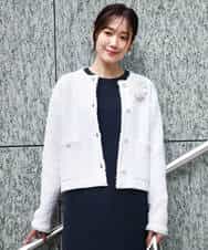 FKSDD10190 MK MICHEL KLEIN(MK ミッシェルクラン) ニットツィードジャケット/洗える ネイビー