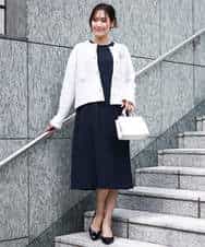 FKSDD10190 MK MICHEL KLEIN(MK ミッシェルクラン) ニットツィードジャケット/洗える ネイビー