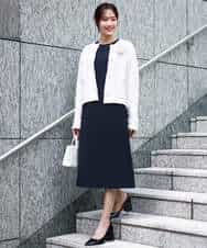 FKSDD10190 MK MICHEL KLEIN(MK ミッシェルクラン) ニットツィードジャケット/洗える ネイビー